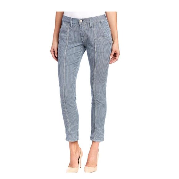 True Religion Womens 29 Audrey Carpenter Relaxed Striped Boyfriend Jeans - Picture 1 of 16